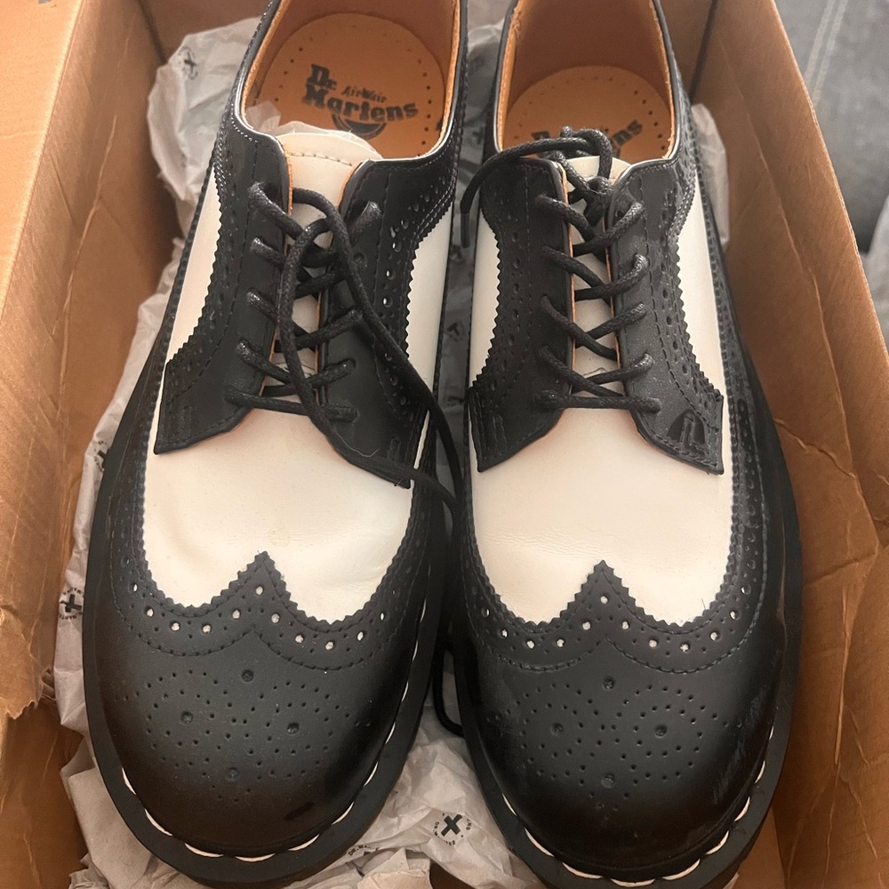 Dr. Martens Black and White Brogue Shoes